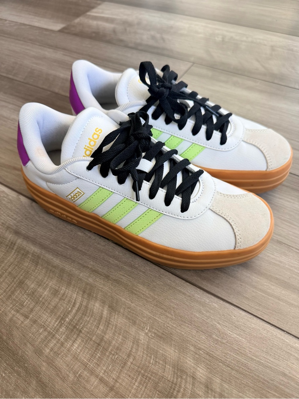 adidas White Sneakers with Gum Sole and Black Accents - Picture 7 of 8
